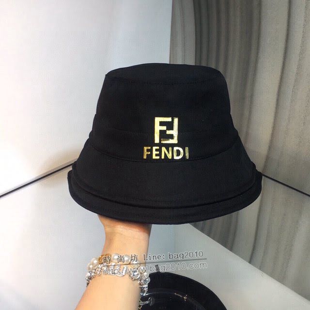 Fendi男女同款帽子 芬迪春款新品燙金FF漁夫帽遮陽帽  mm1513